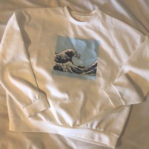 The Great Wave off Kanagawa medium white crewneck sweater